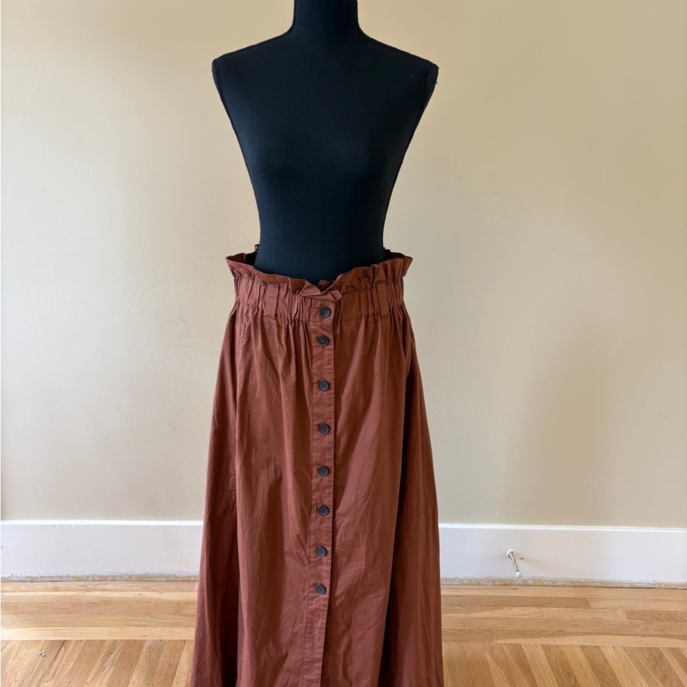 Everlane Rust Button-Front A-Line Skirt